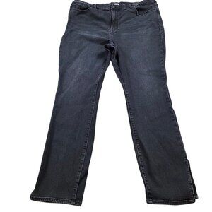 Good American Jeans Womens 24 Black High Waist Skinny Denim Side Slit